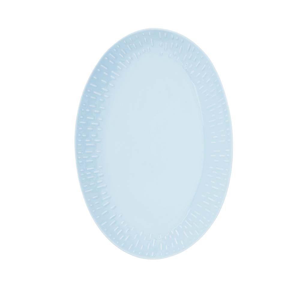 Aida - Confetti - Ovalt fad m/relief porcelæn Aqua